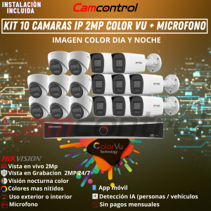 KIT 16 CAMARAS IP 2MP ColorVu + MIRCROFONO
