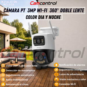 kit Cámara PT  3MP Wi-Fi  360º doble lente