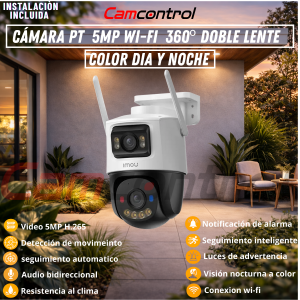 Cámara PT  5MP Wi-Fi  360º doble lente